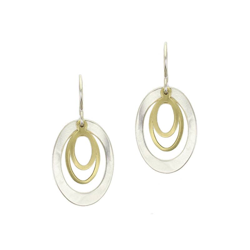 Layered Oval Rings Wire Earrings by Marjorie Baer, handcrafted jewelry made in California