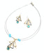 wire necklaces and earrings featuring blue beads and gemstones