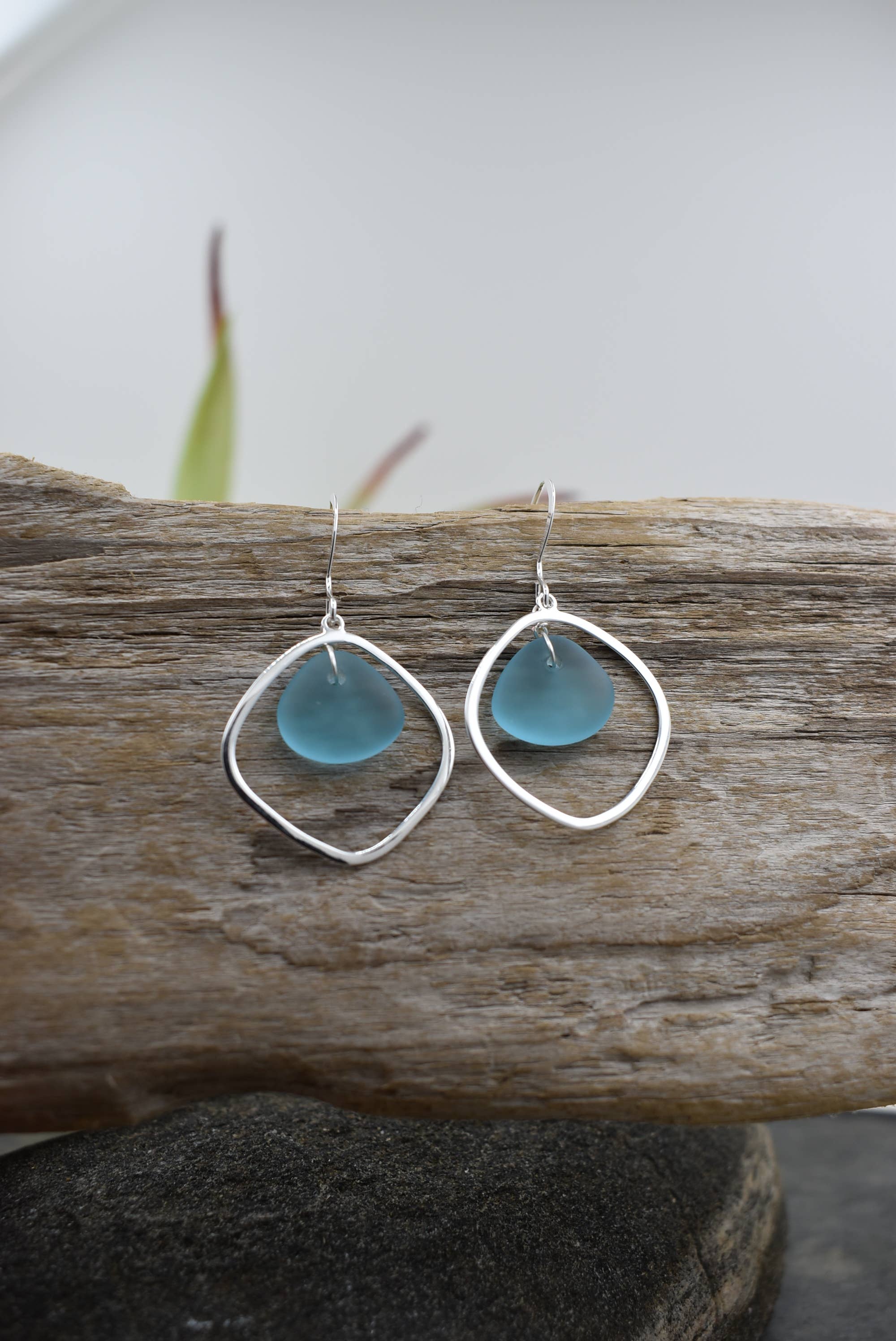 Organic Silver + Eco Glass Earrings