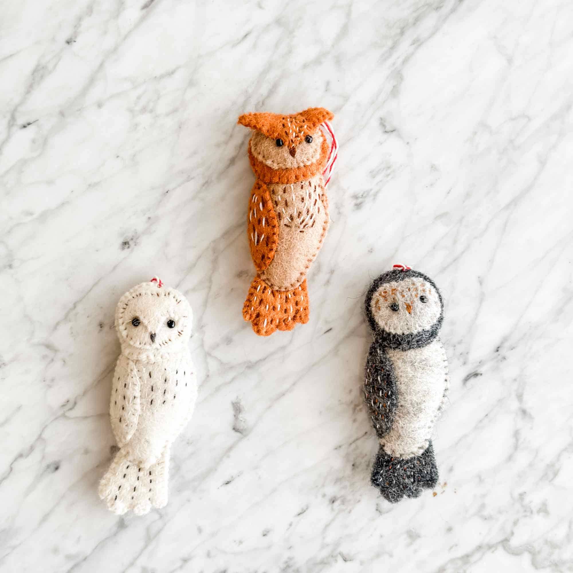 Felt Ornament - Owl Family - Set of 3