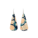 Navy and pastel colors mid century modern long earrings made with hand marbled paper and UV-cured resin, featuring titanium hooks for sensitive ears.