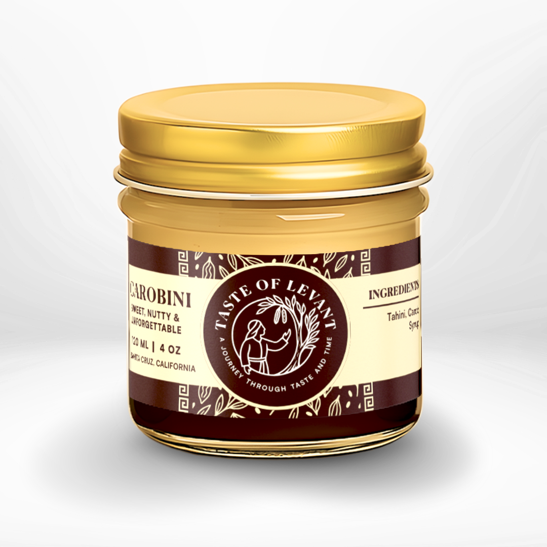 Carobini: A wholesome fusion of carob and tahini, featuring a smooth, balanced blend of nutty sesame and sweet carob.