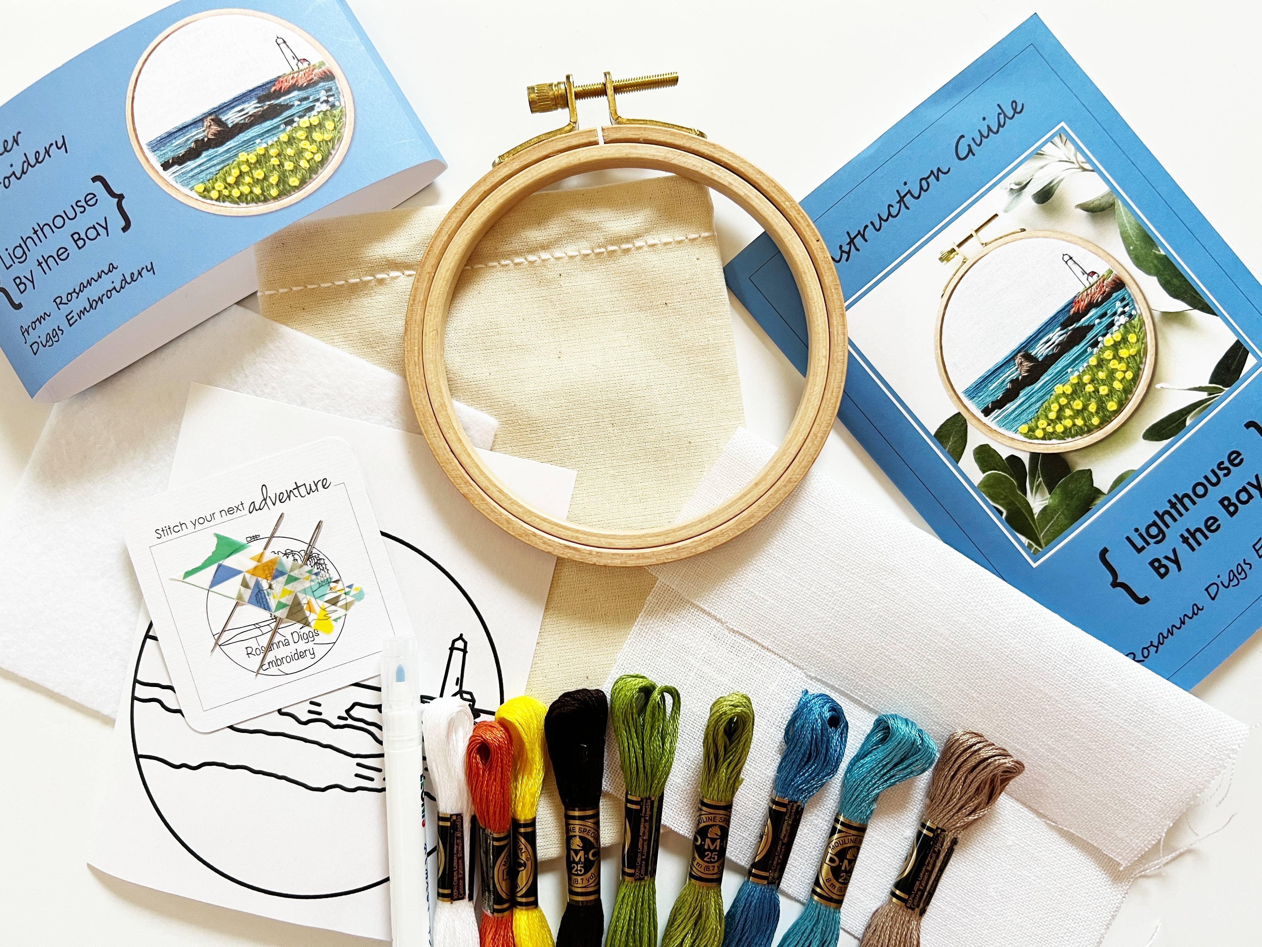 Lighthouse embroidery kit contents