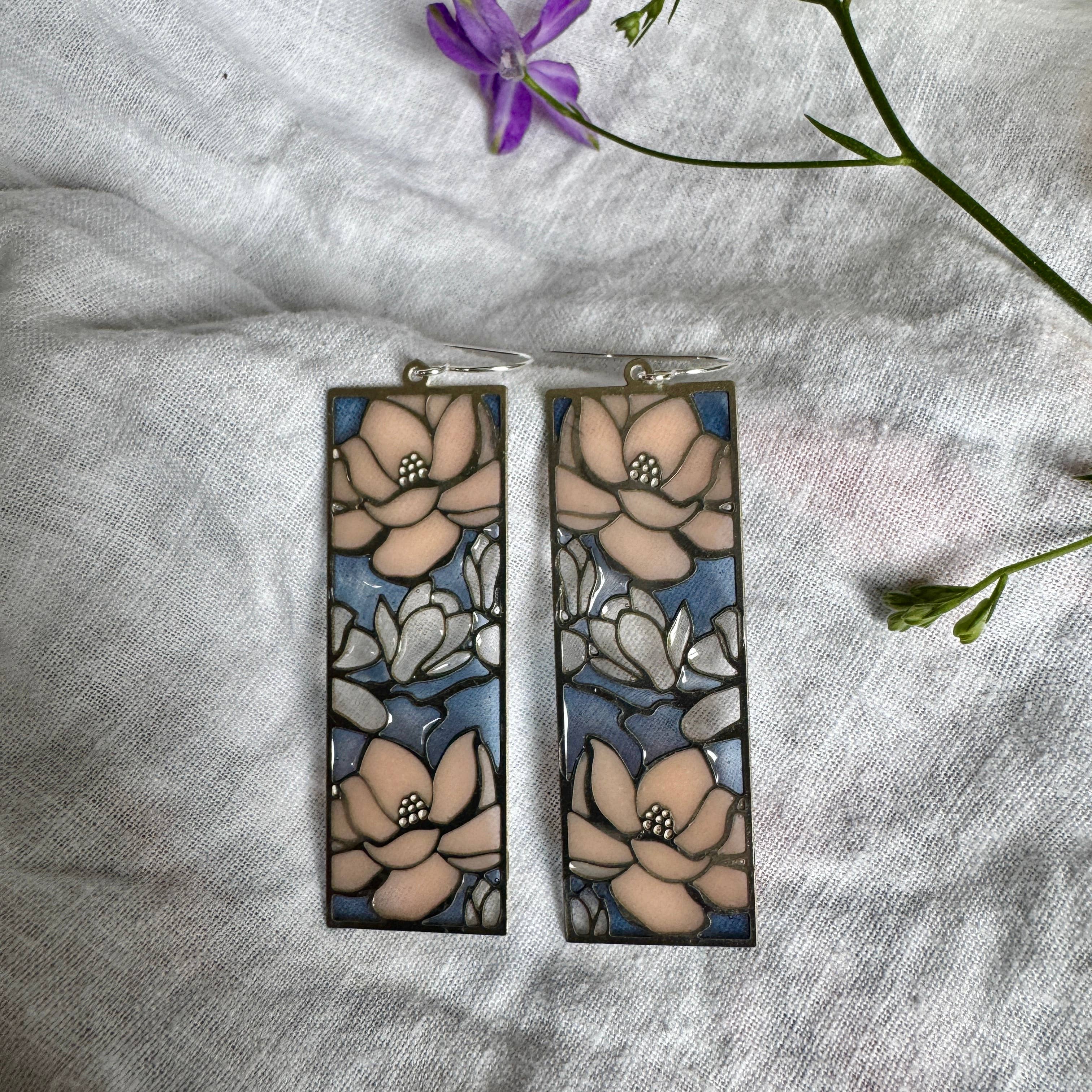 Lisianthus // Stained Glass Resin Earrings