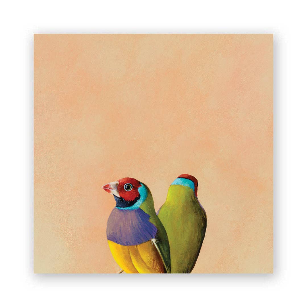 Gouldian Finch Pair Wood Wall Art Decor