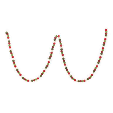 Decorative garland red, white and green pompoms