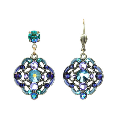Decorative drop earrings with gemstones