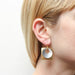 Large Cutout Disc with Square Square Wire Earrings by Marjorie Baer, handcrafted jewelry made in California