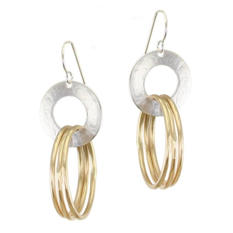 Large Ring and Hoops Wire Earrings by Marjorie Baer, handcrafted jewelry made in California