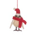 Felt owl ornament with red scarf and Santa hat 