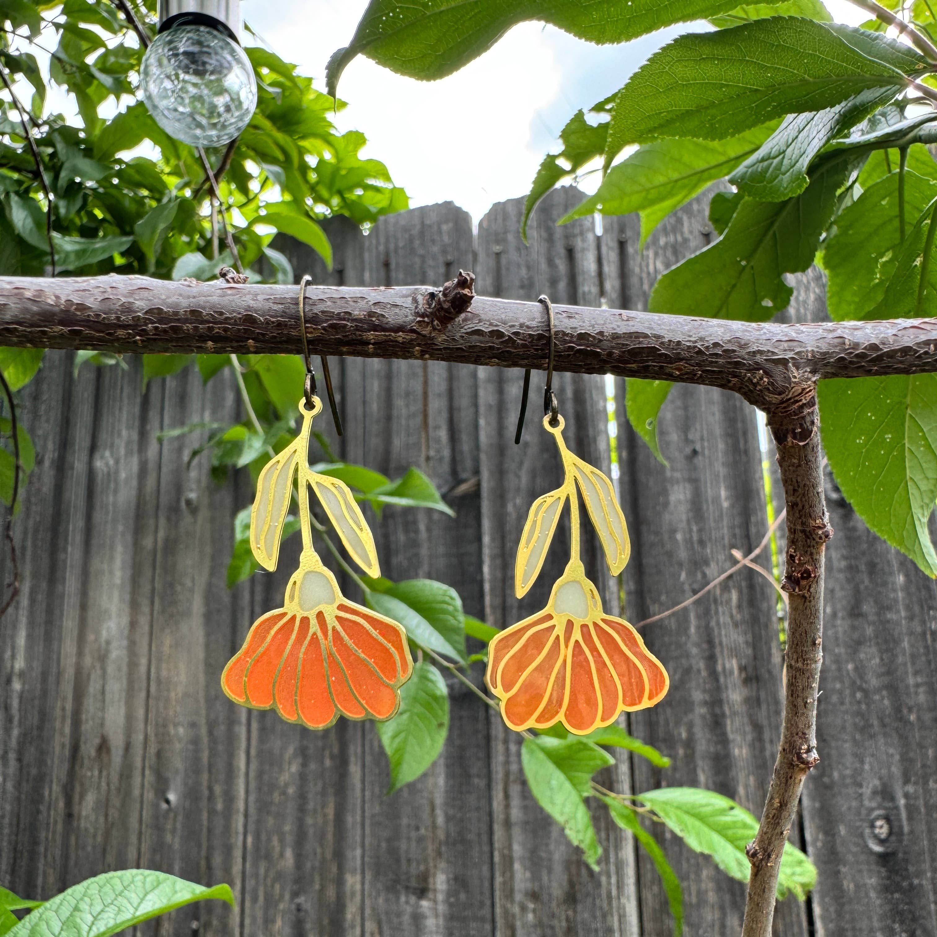Chic Begonia Stained Glass Resin Earrings, turning heads and catching vibes like a floral disco ball.