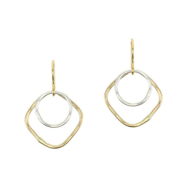 Small Square and Round Rings Wire Earrings by Marjorie Baer, handcrafted jewelry made in California