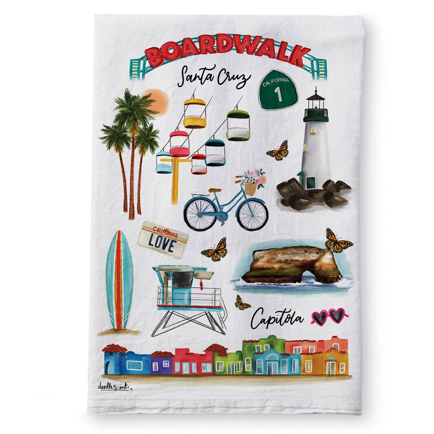 Santa Cruz and Capitola Tea Towel
