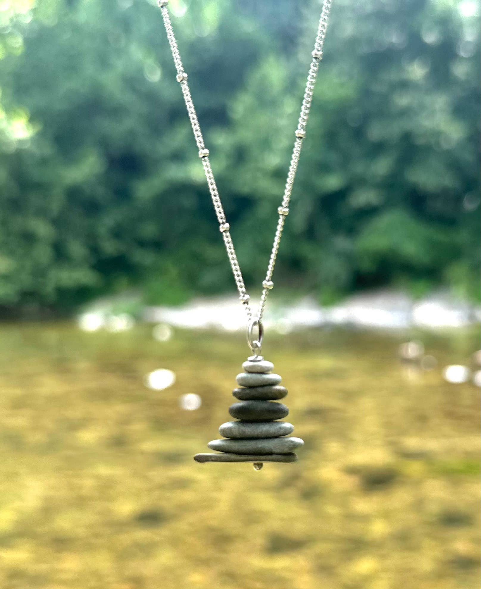 Delicate River Rock Cairn by Suzanna Garrett Designs — a tiny cairn you can wear, no hiking required