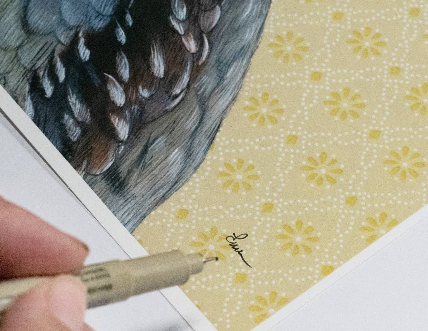 Framed art print signed