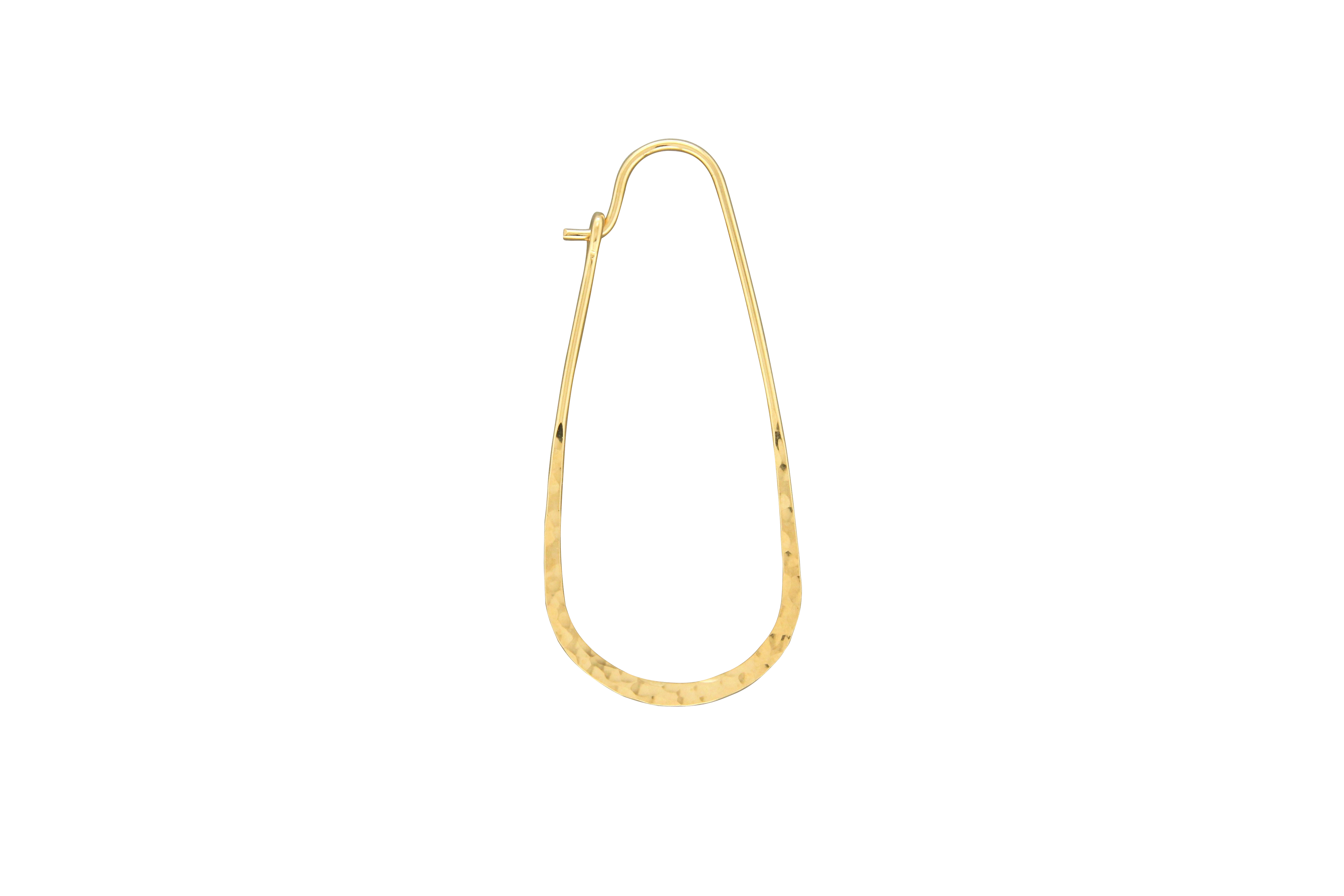 Elongated Tear Drop Hoop Earrings by Mark Steel Jewelry in gold filled, showcasing a sleek design with a textured lower edge, perfect for adding elegance to any outfit.