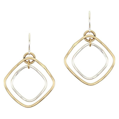 Nesting Square Rings Wire Earrings by Marjorie Baer, handcrafted jewelry made in California