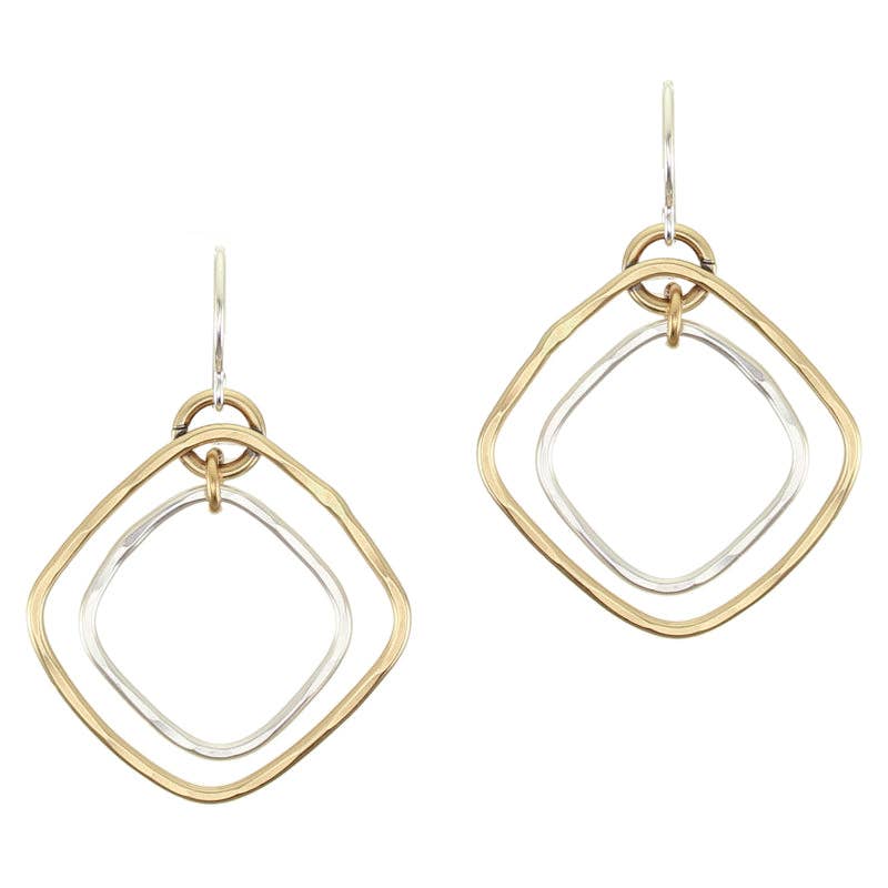 Nesting Square Rings Wire Earrings by Marjorie Baer, handcrafted jewelry made in California