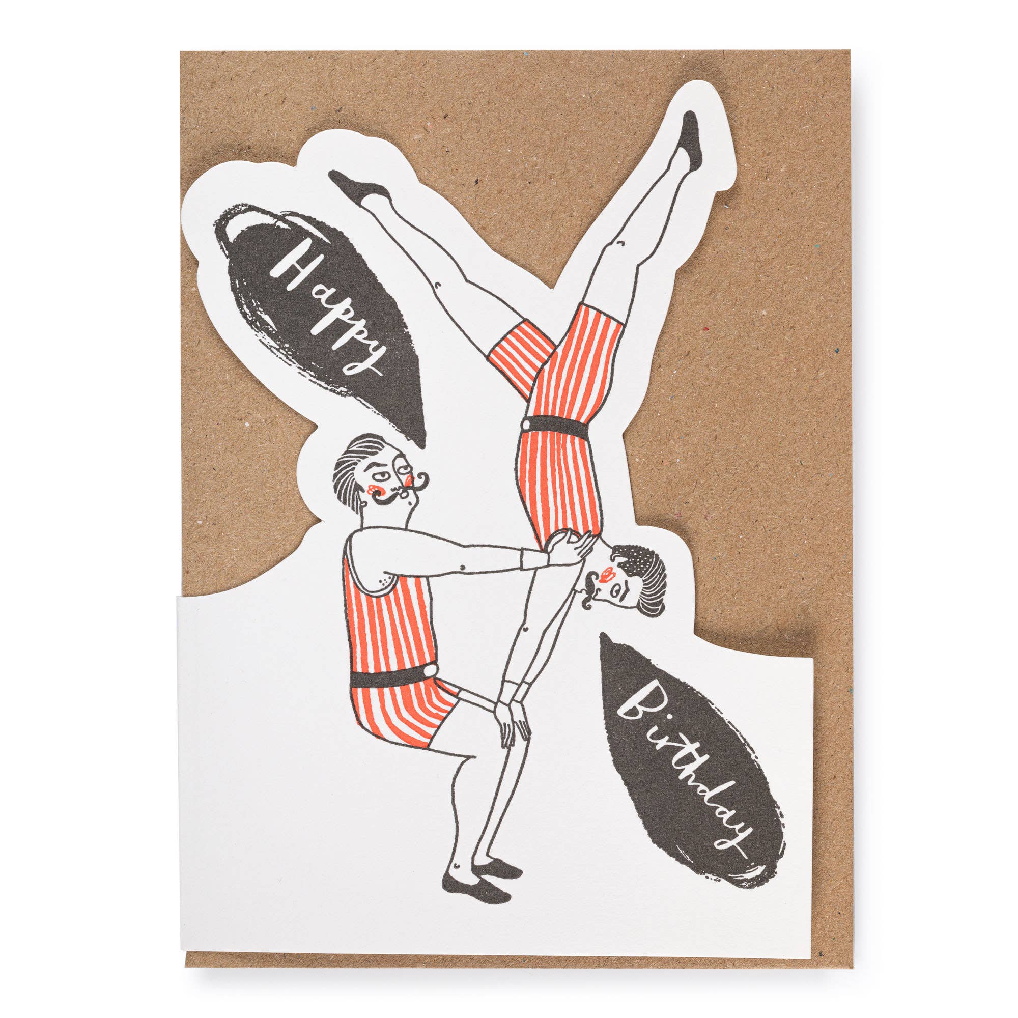 Happy Birthday greeting card with acrobats