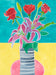 floral card in vase blank greeting card
