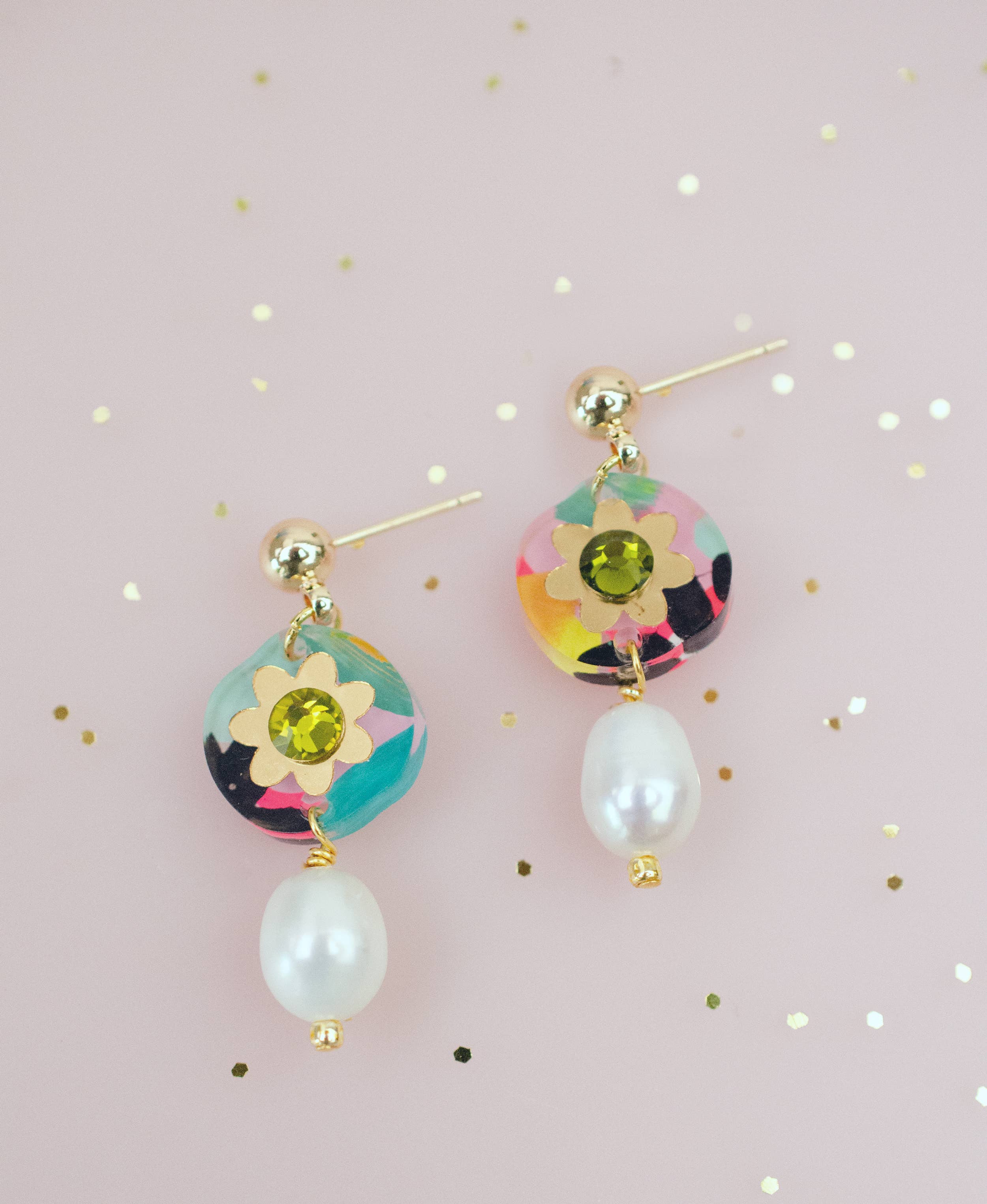 acrylic drop earrings with pearl