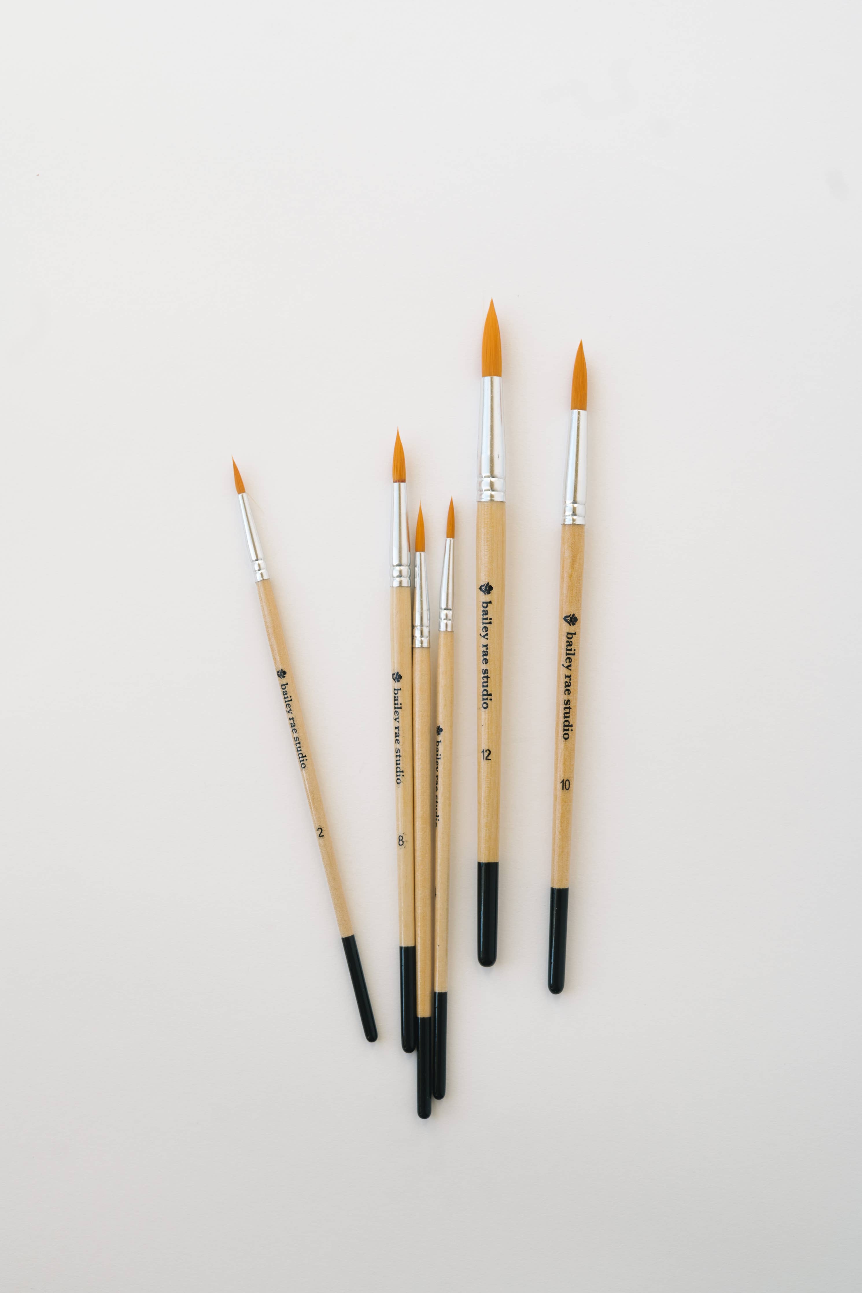 Close-up of the Round Tip Watercolor Brush Set - 6 piece brush set ideal for blending and detailing in watercolor art.