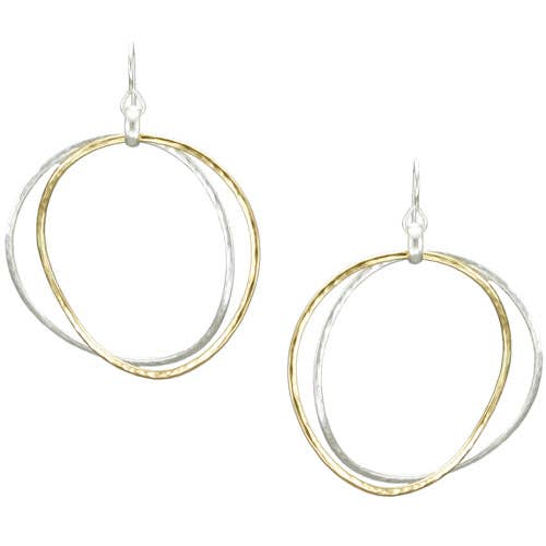 Double Hammered Hoops Wire Earrings by Marjorie Baer, handcrafted jewelry made in California