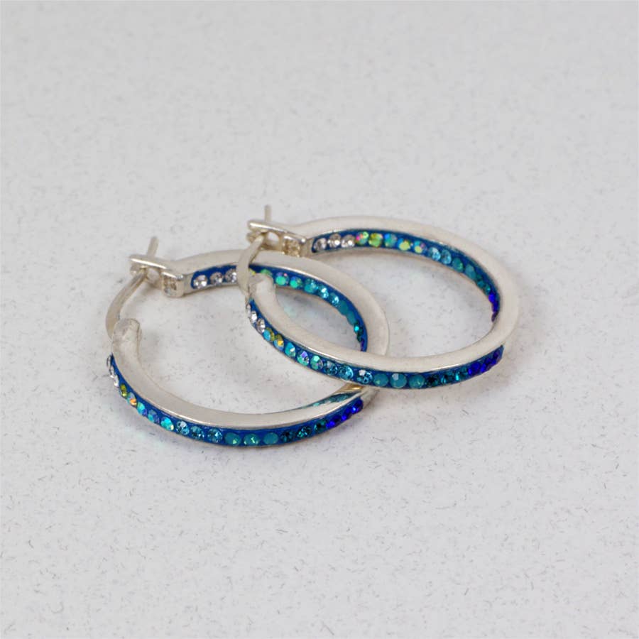 Crystal & Silver Extra Large Hoop Earrings