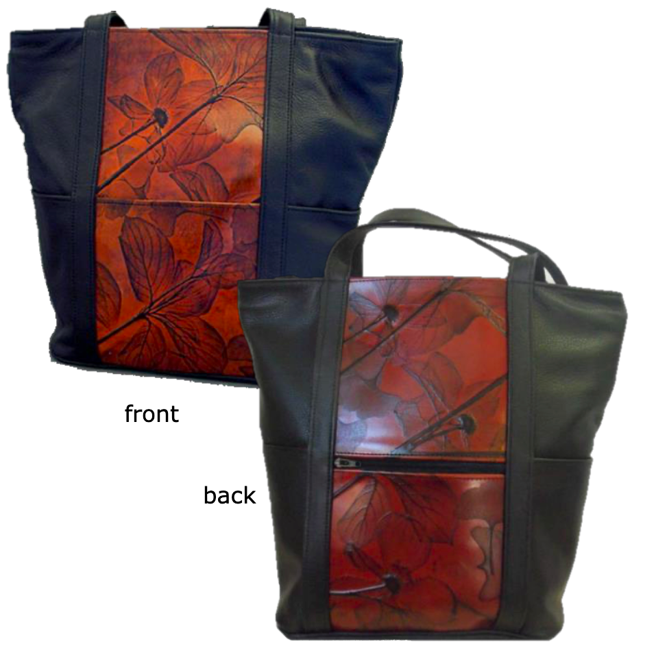 Leaf leather tote bag