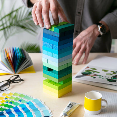 Gradient color wooden block tower