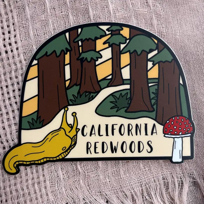 California redwoods slug and mushroom sticker