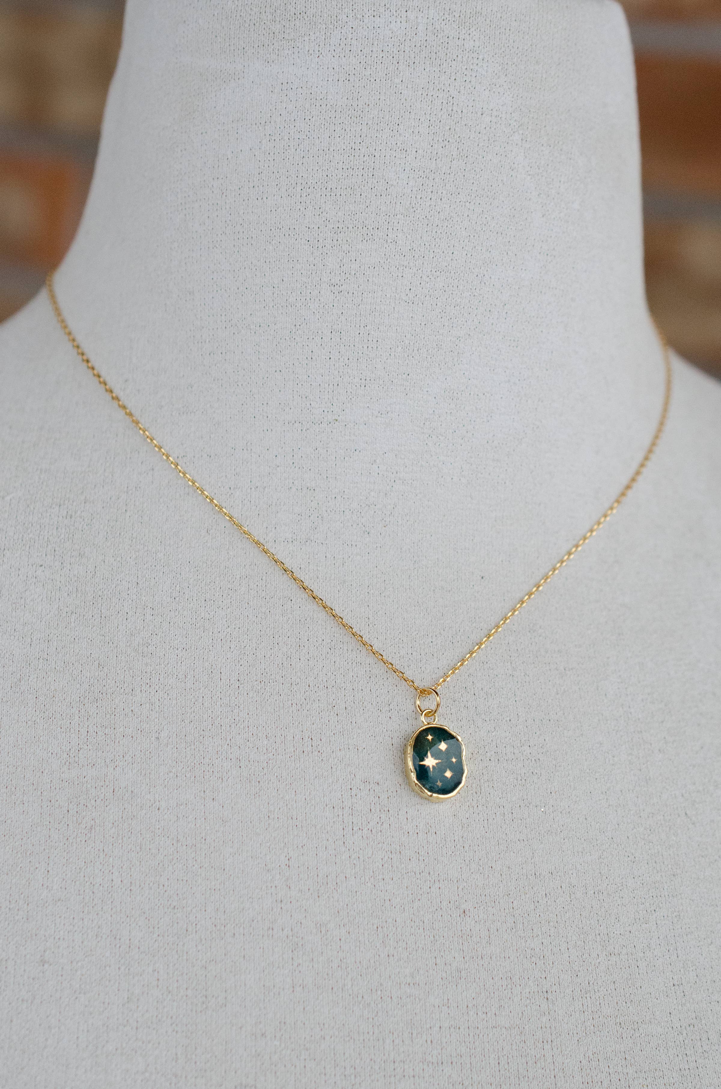 gemstone pendant necklace with stars