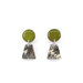 Black and cream floral small drop earrings featuring Moss green accents, made with Japanese Chiyogami and Washi, perfect for sensitive ears.