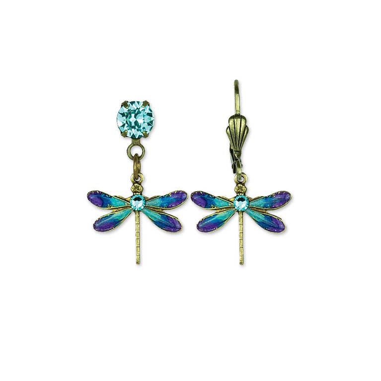 Dragonfly-shaped earrings with gemstones 