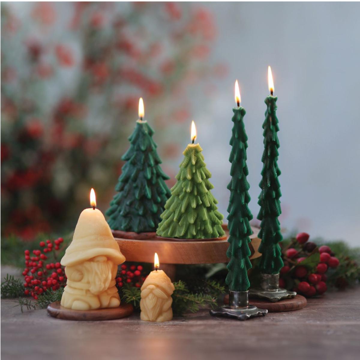 Tree Candles – 100% Pure Beeswax – 2 Sizes, 2 Colors