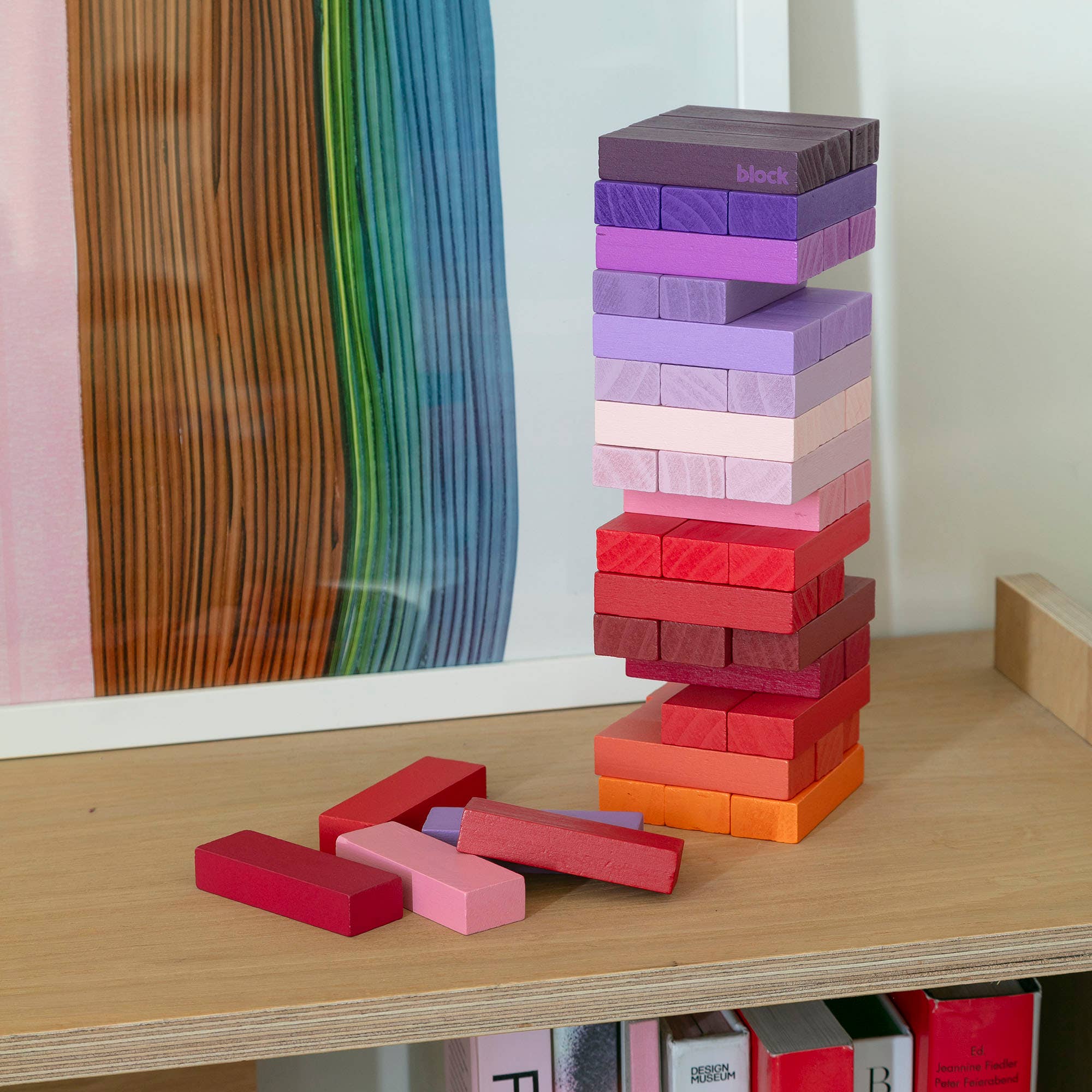 Gradient color wooden block tower