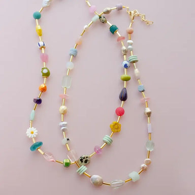 colorful beaded gemstone necklace