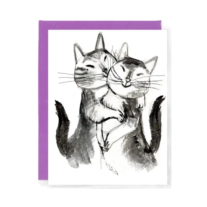 2 cats hugging Greeting Card