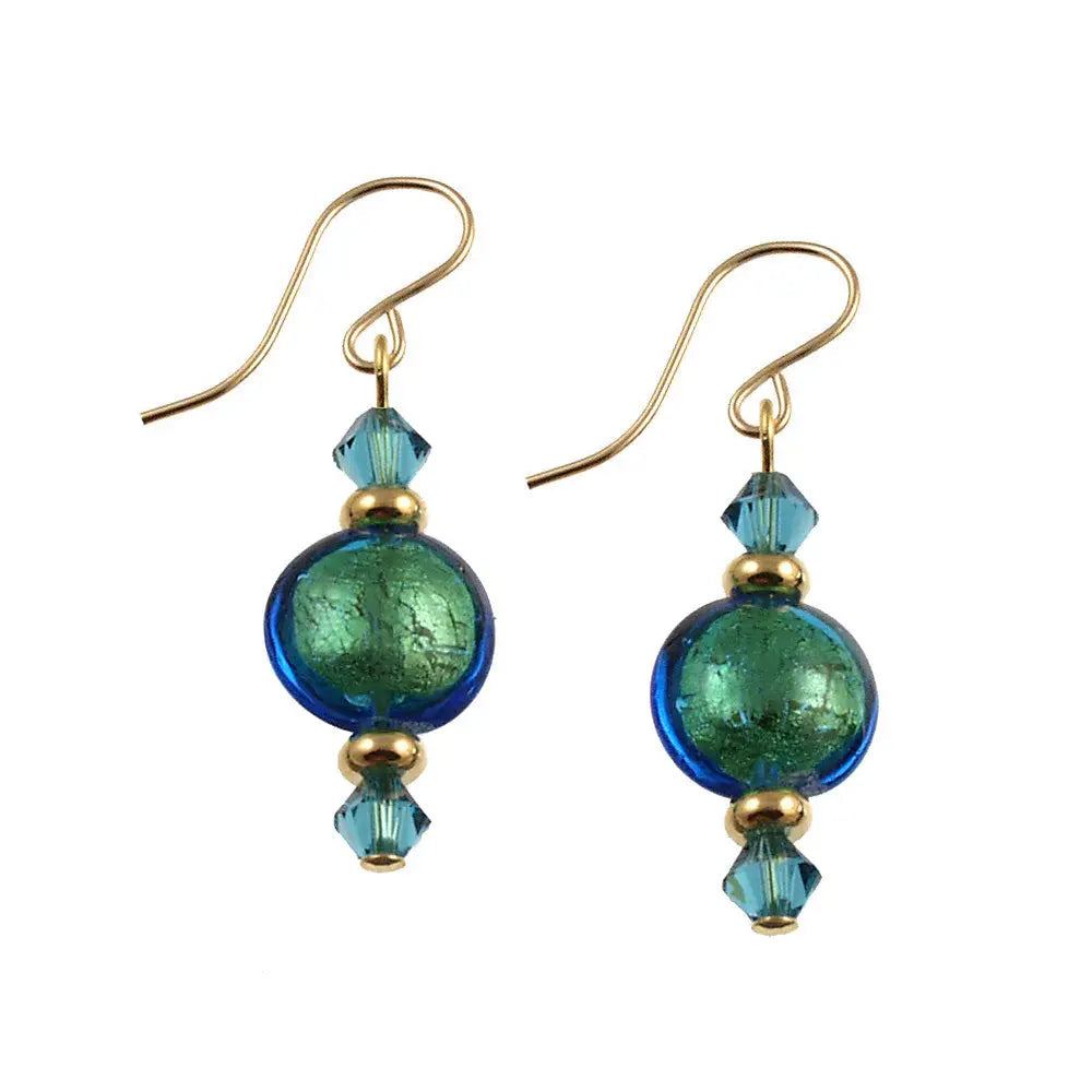 blue and green crystal earrings