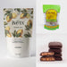 Sweet Santa Cruz Sampler featuring Marini's saltwater taffy, sea salt chocolate caramels, and Iveta scone mix, perfect for gift-giving and celebrating local flavors.