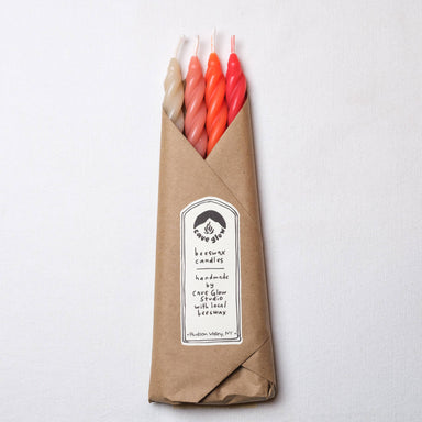 Wrapped Beeswax Spiral candles by Cave glow studio
