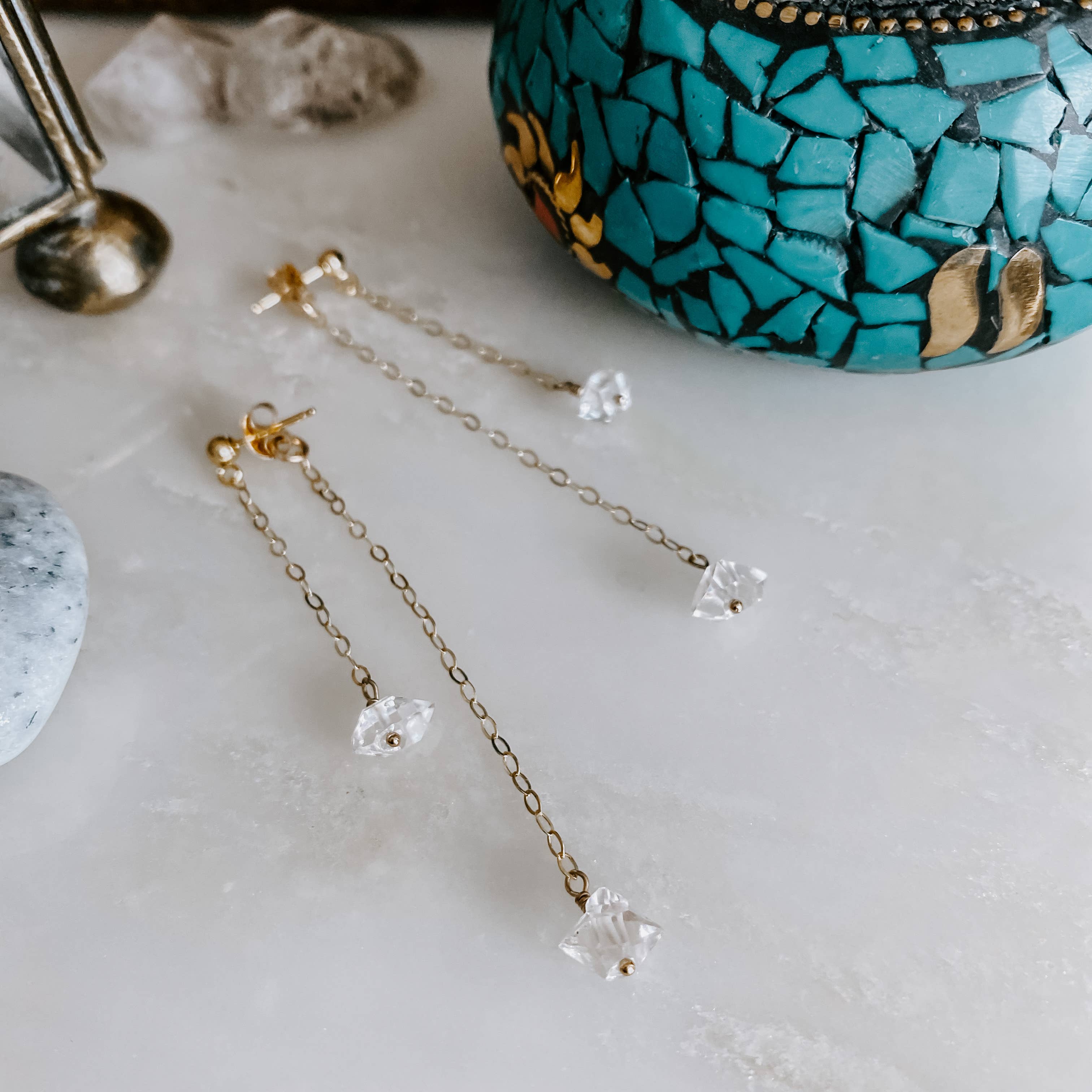 chain earrings with diamonds