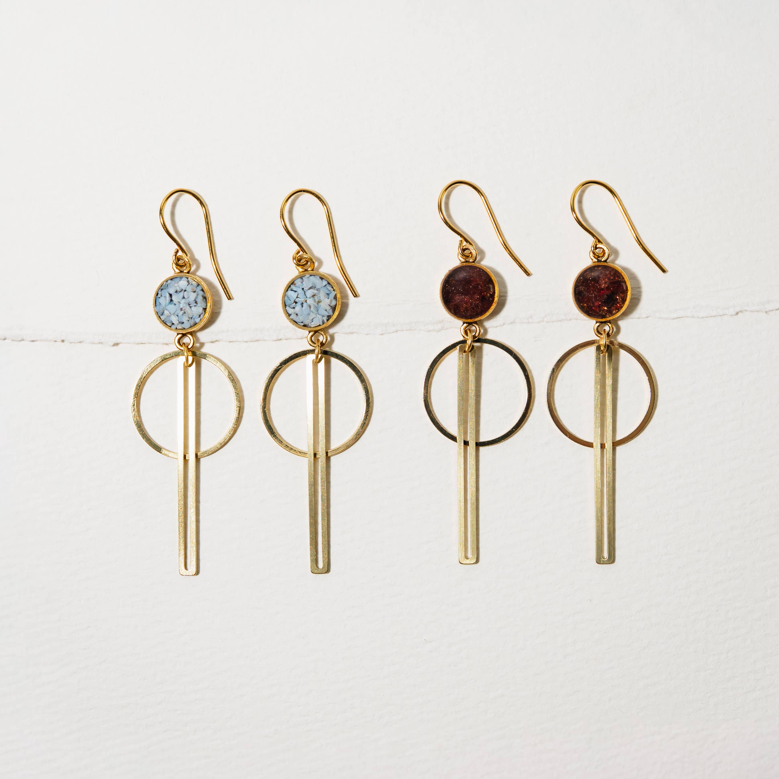 Geometric Circle and Bar Drop Earrings