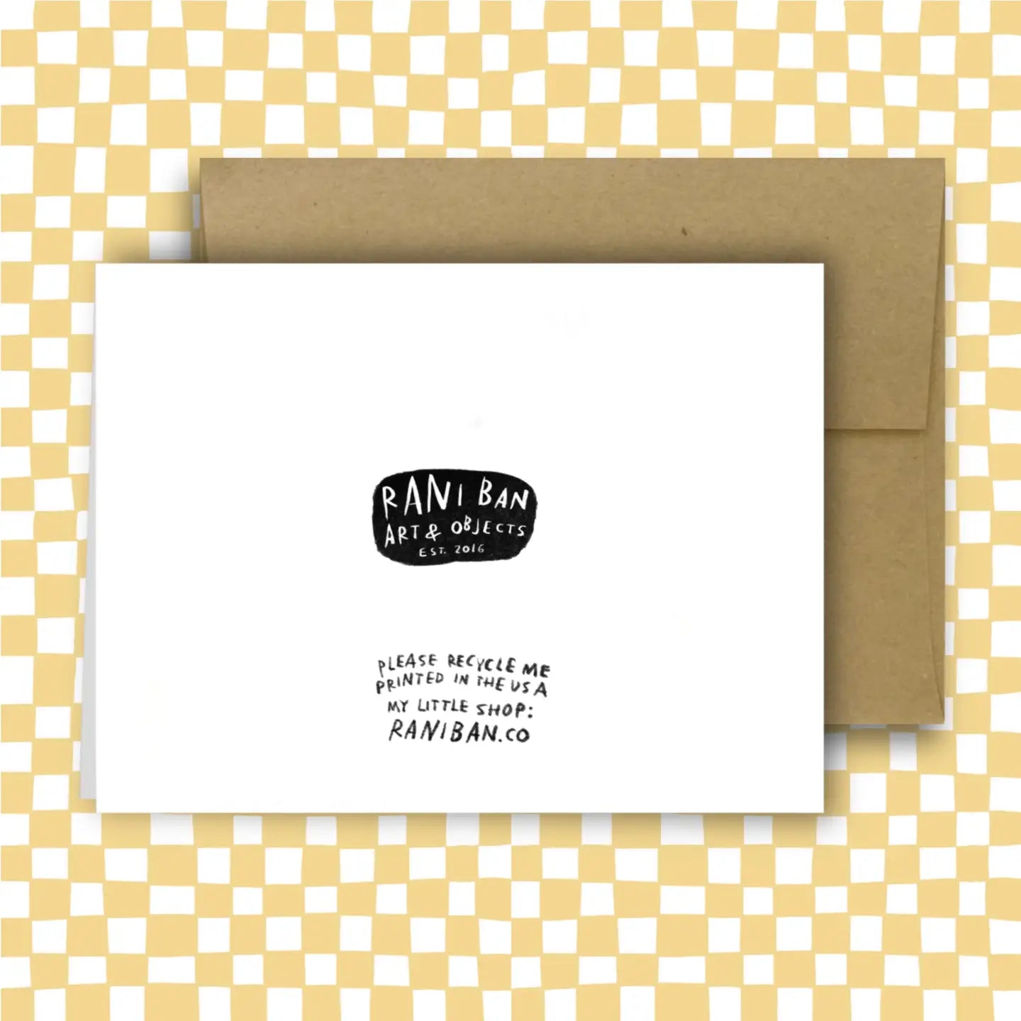 Back of card by Rani Ban Art & Objects