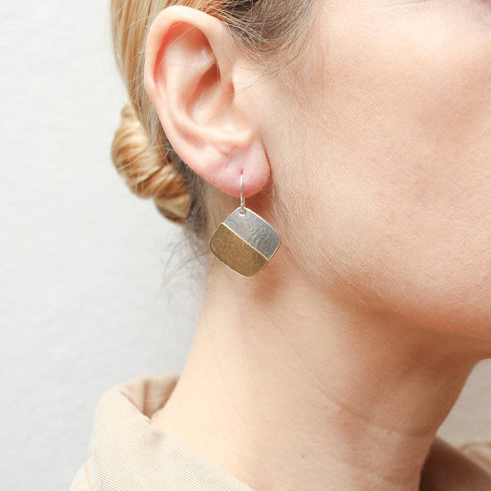 Medium Half & Half Square Wire Earrings by Marjorie Baer, handcrafted jewelry made in California