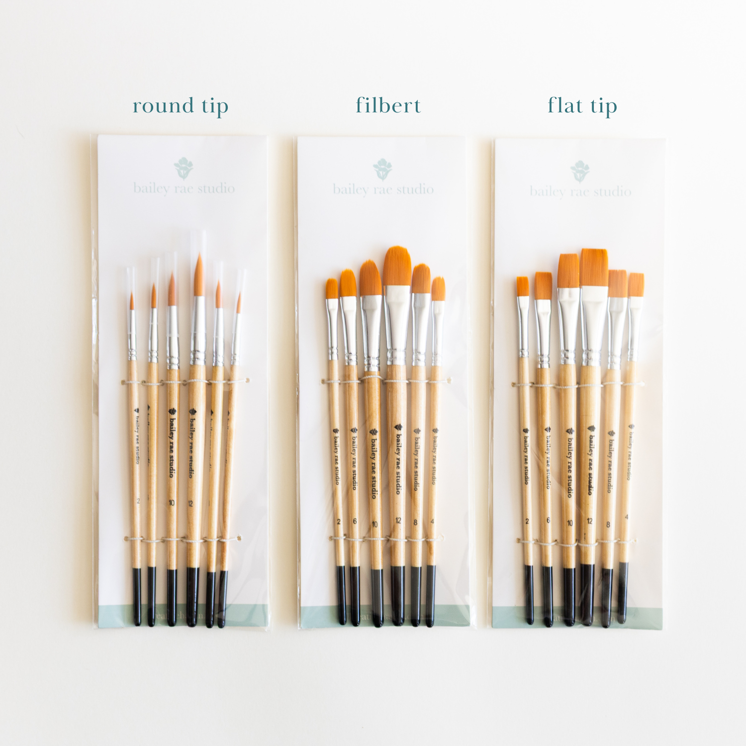 Round Tip Watercolor Brush Set - 6 piece set of versatile round brushes for fine details and smooth washes.