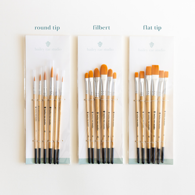 Round Tip Watercolor Brush Set - 6 piece set of versatile round brushes for fine details and smooth washes.