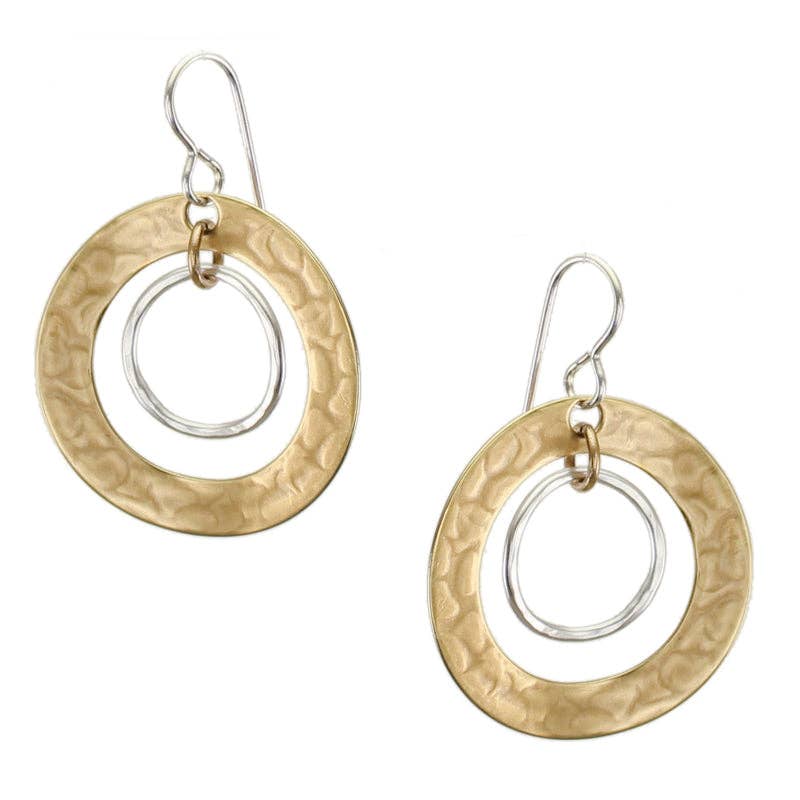 Wide Ring with Hammered Wire Hoop Wire Earrings by Marjorie Baer, handcrafted jewelry made in California