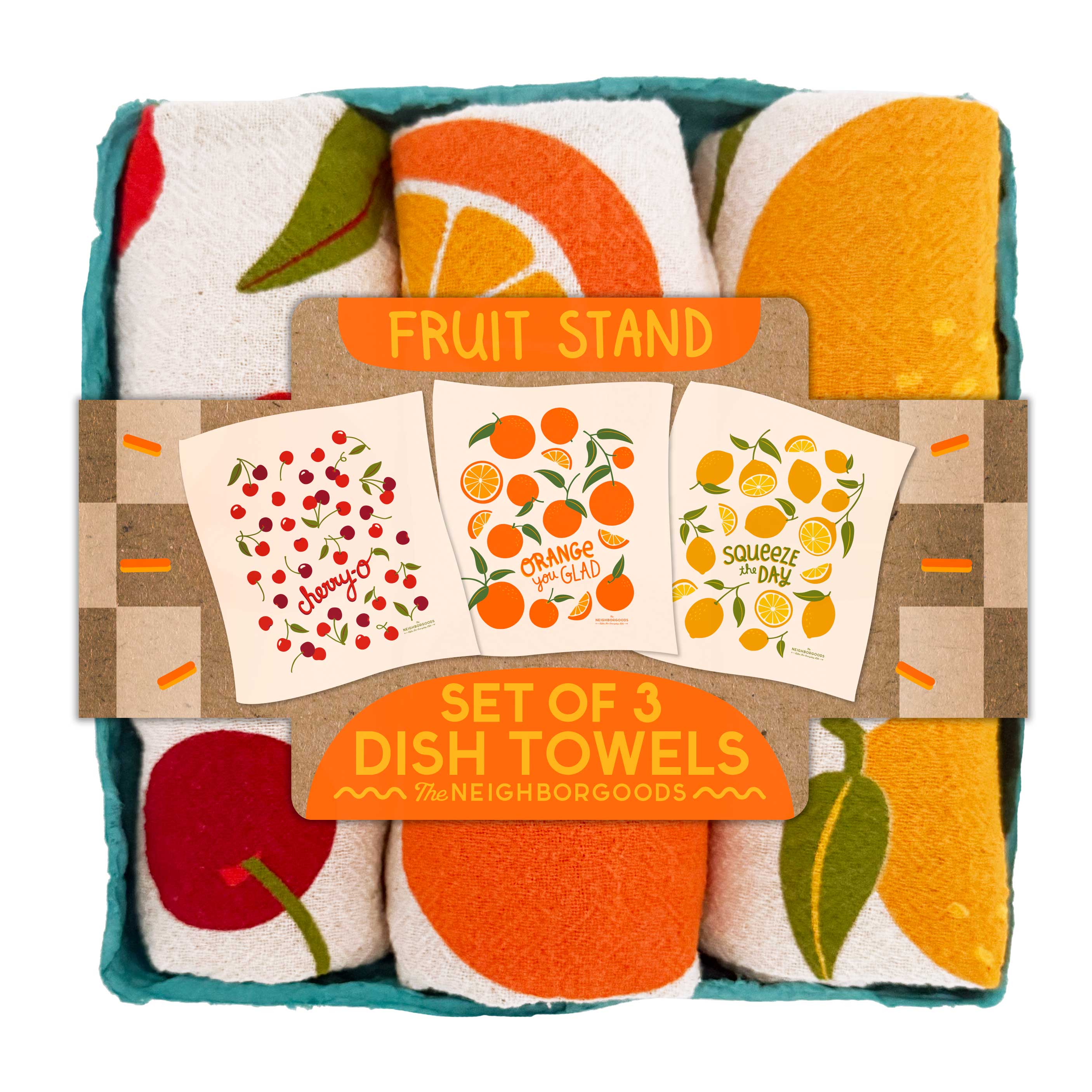 Fruit Stand (Cherry, Orange, & Lemon) Tea Towels - Set of 3