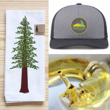Santa Cruz It’s Bananas Bundle features redwood coziness, a banana slug design, and a stylish trucker hat perfect for a coastal vibe.